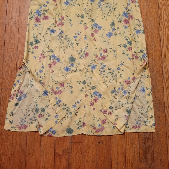 Erika M Yellow Floral Dainty Ditzy Print Cottage Prairie Dress Button Front Chic - Picture 5 of 10